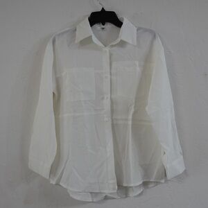 White Button-Down Blouse – Size‎ 1, Long Sleeve, Minimalist Style